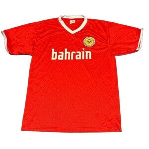 Vintage 2001 Bahrain Football Association Red Jersey Shirt Mens Medium Soccer